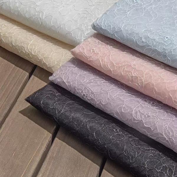厂家直销 新款DIY网纱牡丹花线绣 婚纱睫毛花边蕾丝面料 刺绣布料