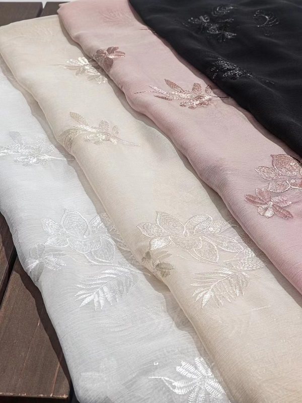 厂家直销 古装汉服国风花叶珠绣网纱绣花 蕾丝花边面料 刺绣布料