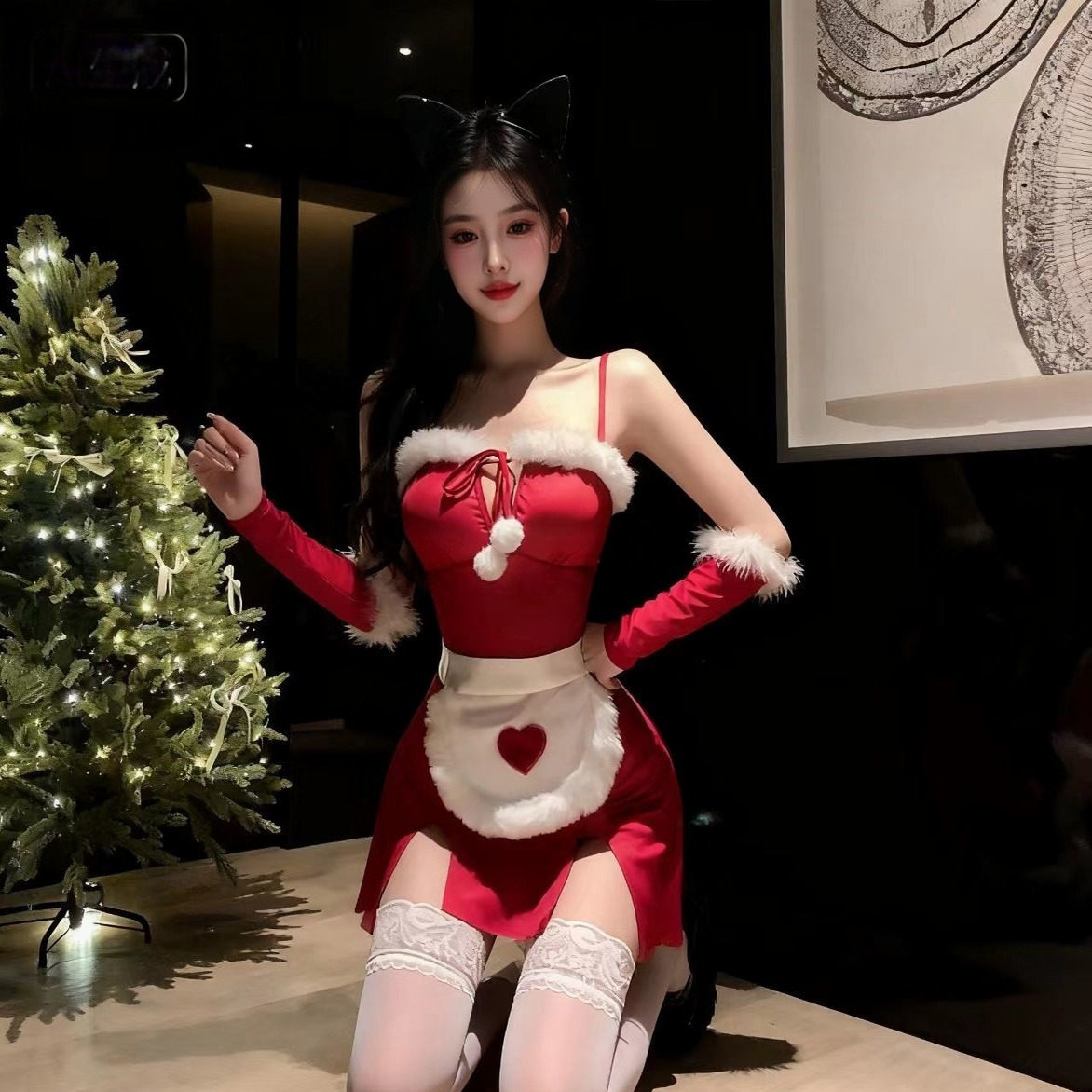 美杜莎圣诞服装女秋冬季新款连衣裙性感包臀裙兔女郎制服新年套装