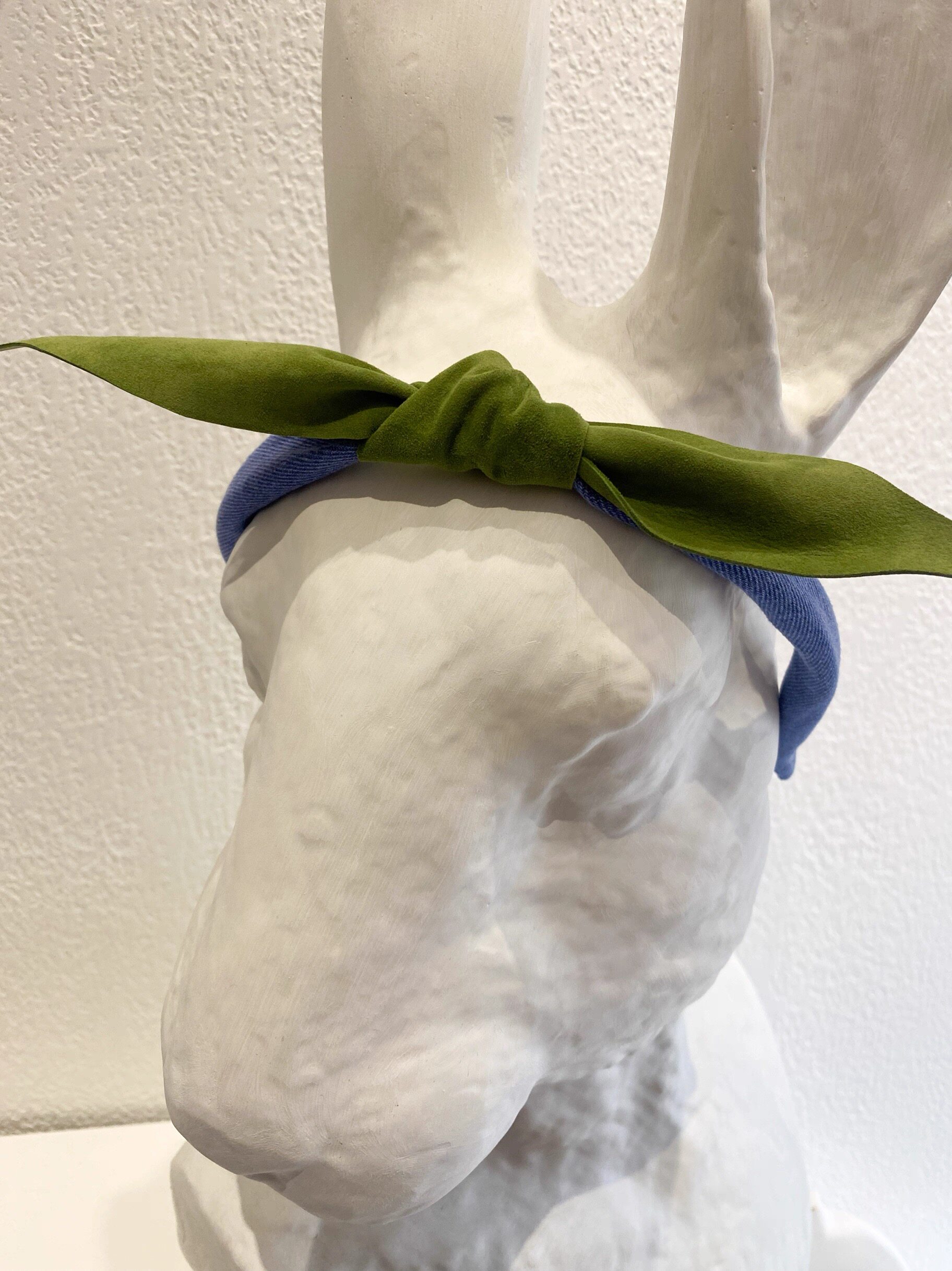 小众设计师款真皮苔原绿小羊皮蝴蝶结配牛仔发箍头箍气质单品