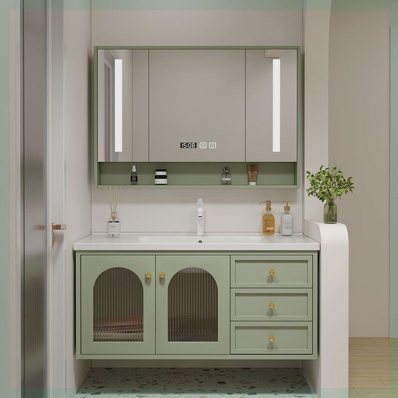 橡木浴室柜2022新款陶瓷一体盆洗脸池柜组合洗手盆柜洗漱台奶油风