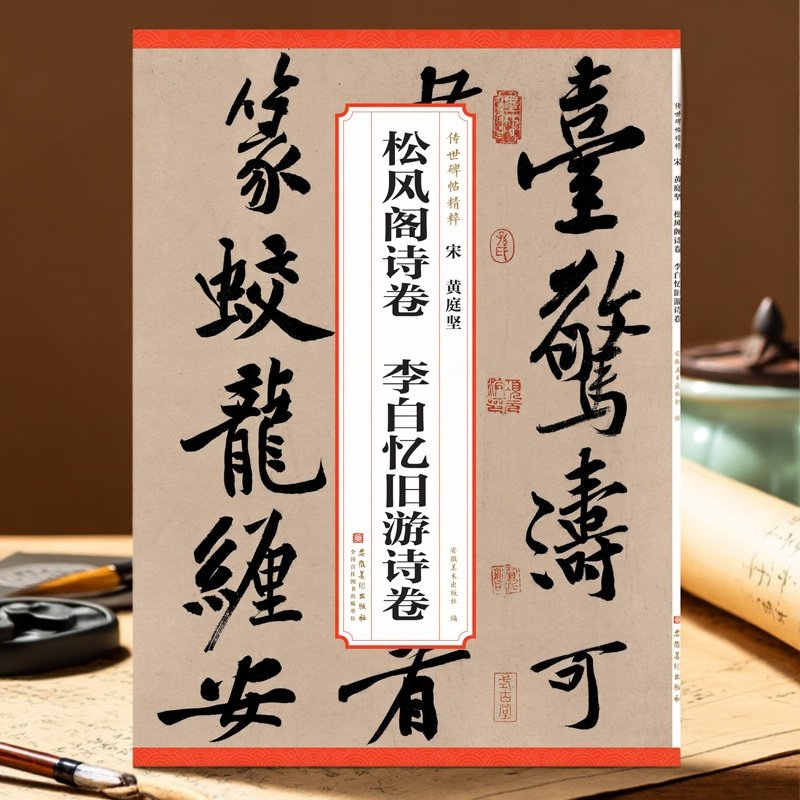 黄庭坚松风阁诗卷 李白忆旧游诗卷 传世历代碑帖精粹 16开32页 行书毛笔字帖书法字画附译文毛笔行书法练字帖安徽美术出版社