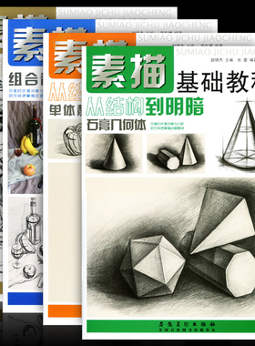 4册素描基础教程人物石膏几何体头像色彩静物线性结构高考艺考铅笔画手绘素描入门自学零基础绘画临摹素描书入门自学零基础