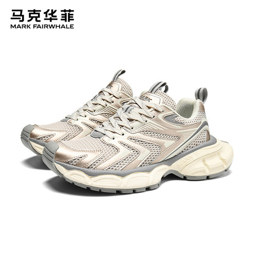 马克华菲厚底增高透气网面老爹鞋