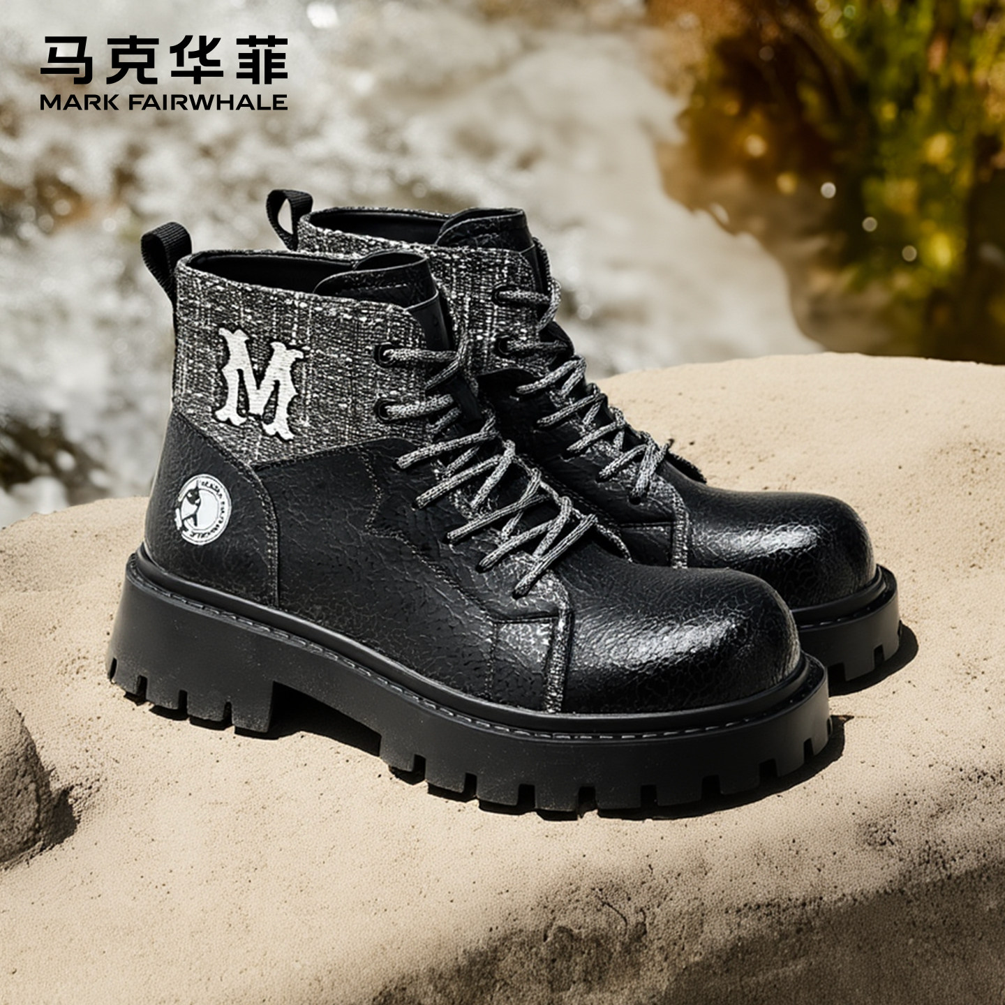 马克华菲马丁靴男款2026新款靴子增高大头靴皮靴高帮鞋男士工装靴