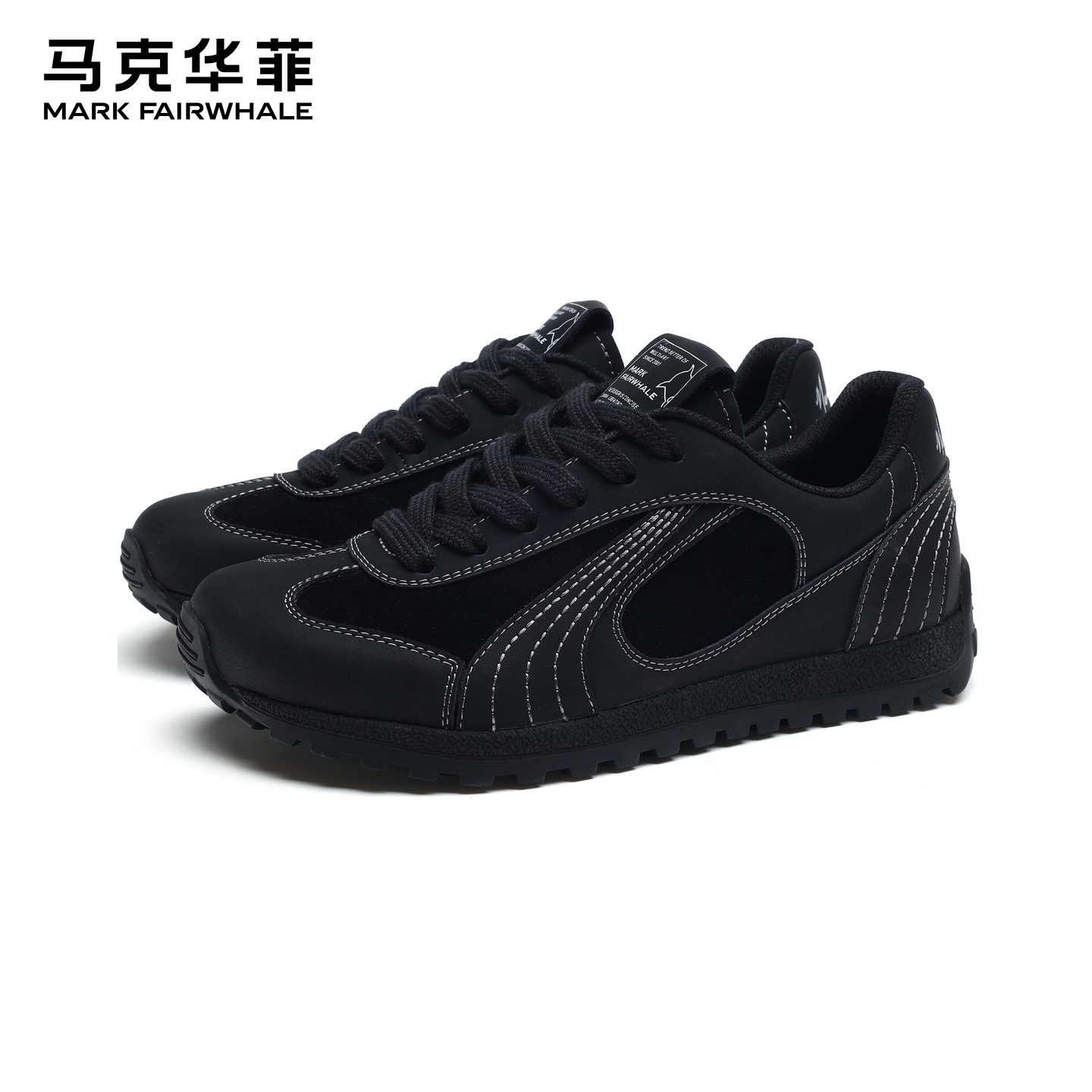 马克华菲冬季皮面板鞋男士休闲鞋