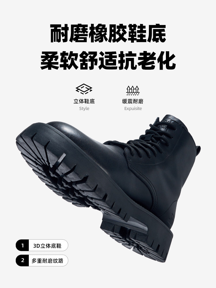 MARK WARFIELD MENS SHOES WINTER HIGH-TOP COTTON SHOES FLEECE SNOW BOOTS MARTIN BOOTS MENS 2024 NEW MENS LEATHER BOOTS