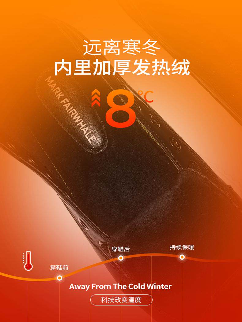 MARK WARFIELD MENS SHOES WINTER HIGH-TOP COTTON SHOES FLEECE SNOW BOOTS MARTIN BOOTS MENS 2024 NEW MENS LEATHER BOOTS