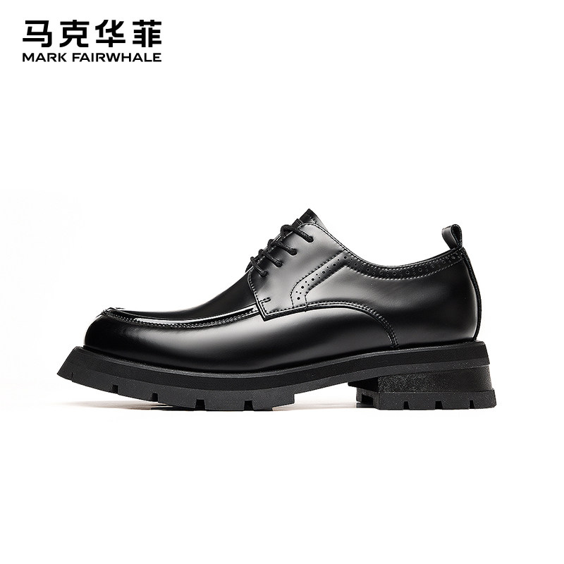 马克华菲皮鞋男士夏季德比鞋布洛克正装商务增高透气休闲新郎男鞋