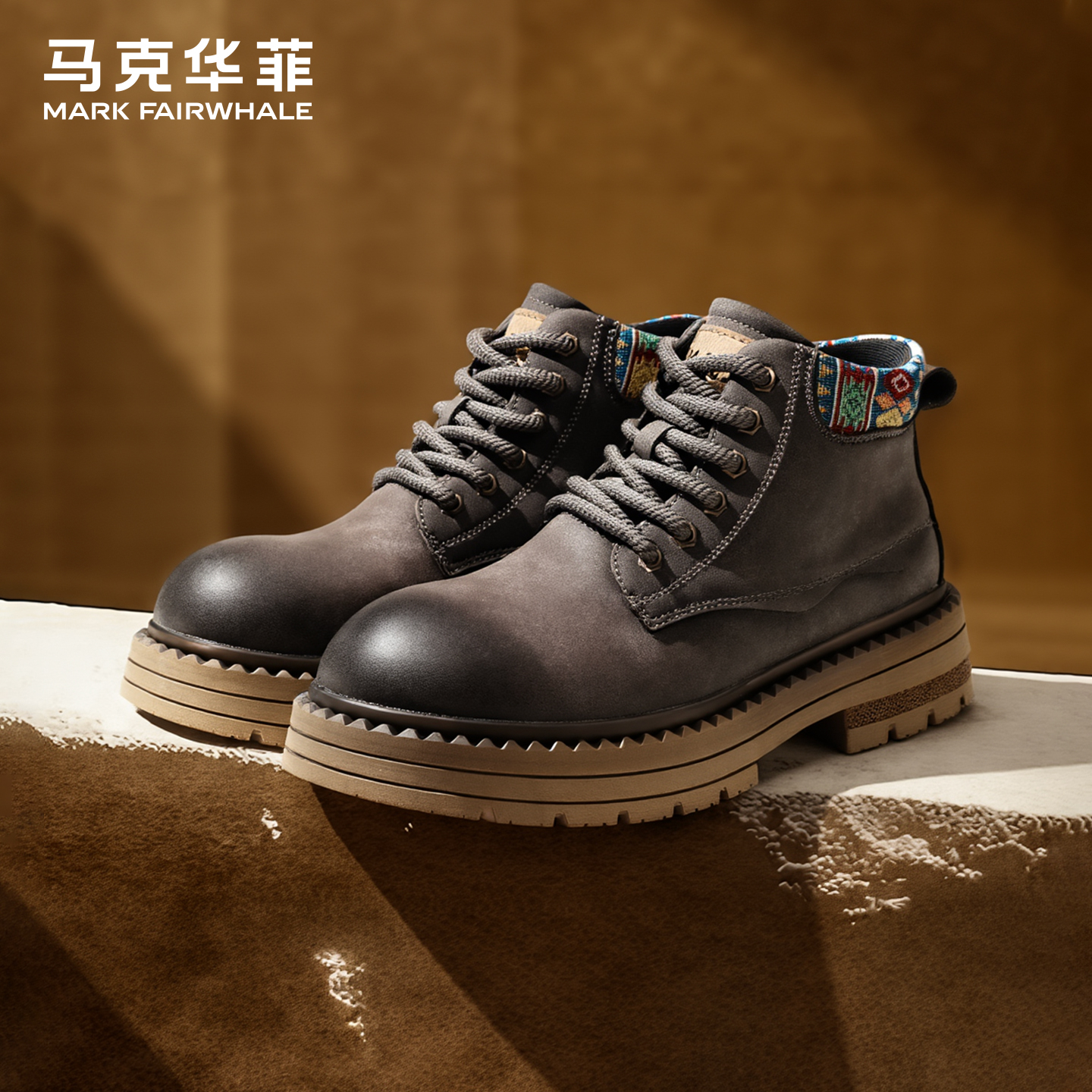 马克华菲户外马丁靴冬季复古皮靴