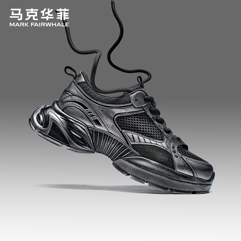 马克华菲春季透气做旧时尚老爹鞋