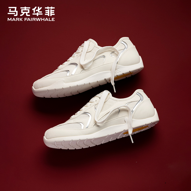 马克华菲夏季德训鞋透气白色男鞋