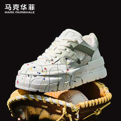 马克华菲小白鞋男款休闲板鞋厚底