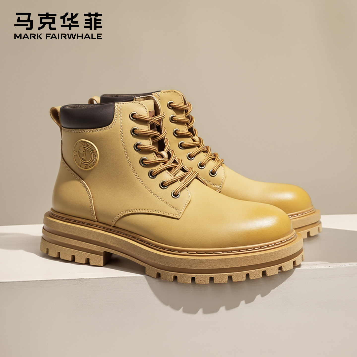 马克华菲英伦高帮马丁靴男短靴子
