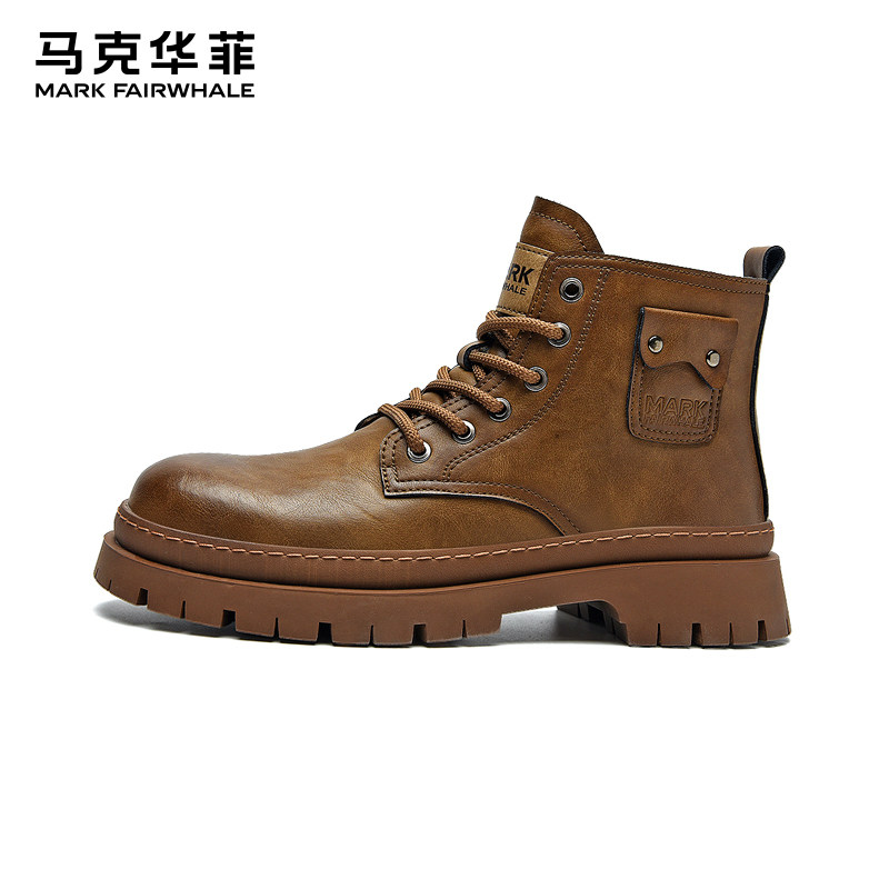 马克华菲马丁靴男2026新款英伦风工装靴男皮靴秋冬季休闲高帮男鞋,流行男鞋,马丁靴,淘宝优惠券,粉丝福利购,淘宝优惠卷