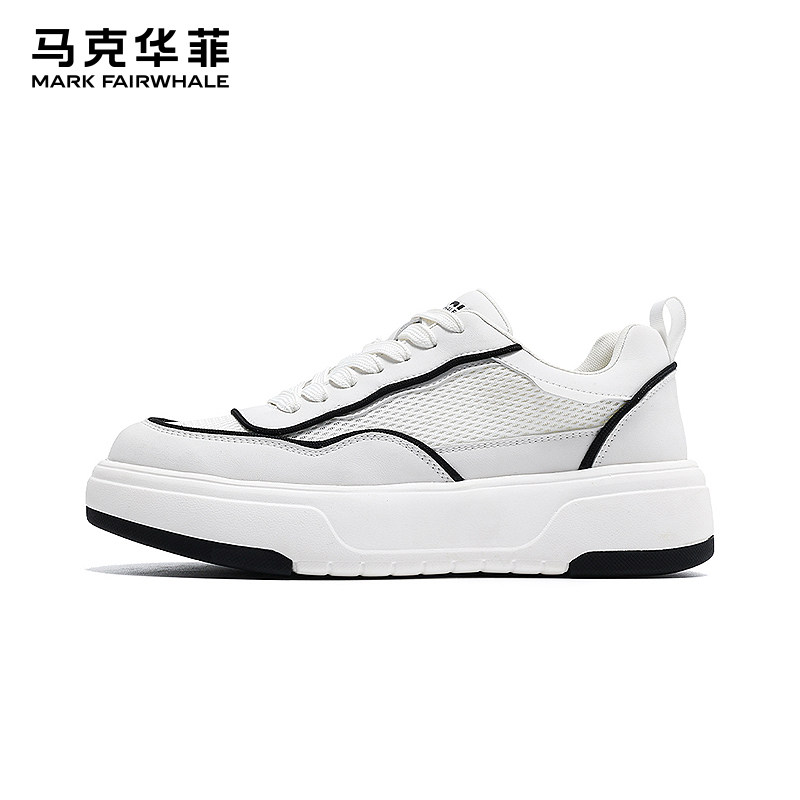 马克华菲小白鞋男网面透气男鞋夏季2025新款增高休闲鞋子男士板鞋