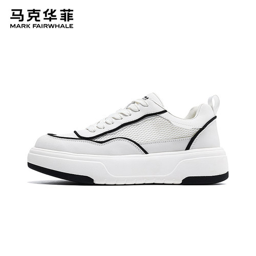 马克华菲透气休闲板鞋小白鞋增高