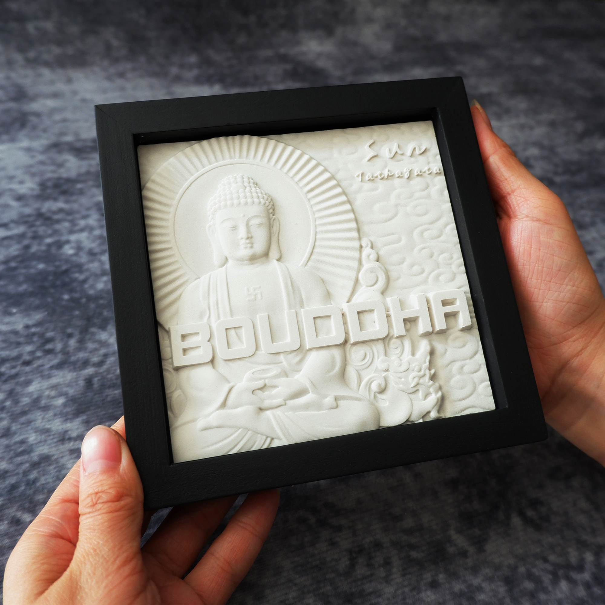 摆件浮雕实木相框小众ins如来装饰画侘寂乔迁东方佛像饰摆画送礼