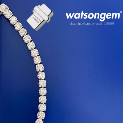 watsongem经典网球手链18k金培育钻石人工合成钻人造钻石定制手链