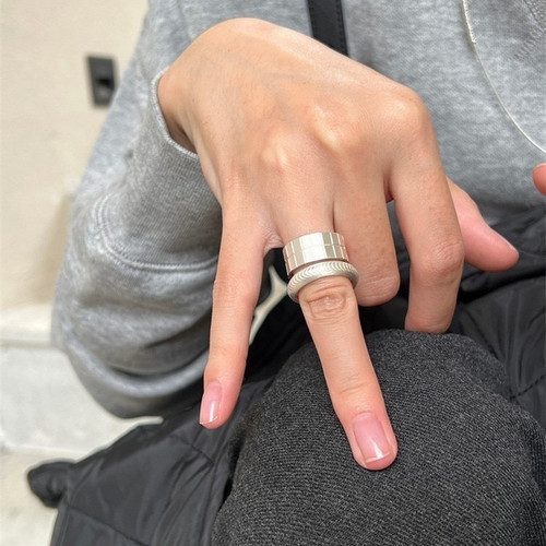 高定款设计师系列S925通体纯银马赛克戒指女简约高级感小众个性