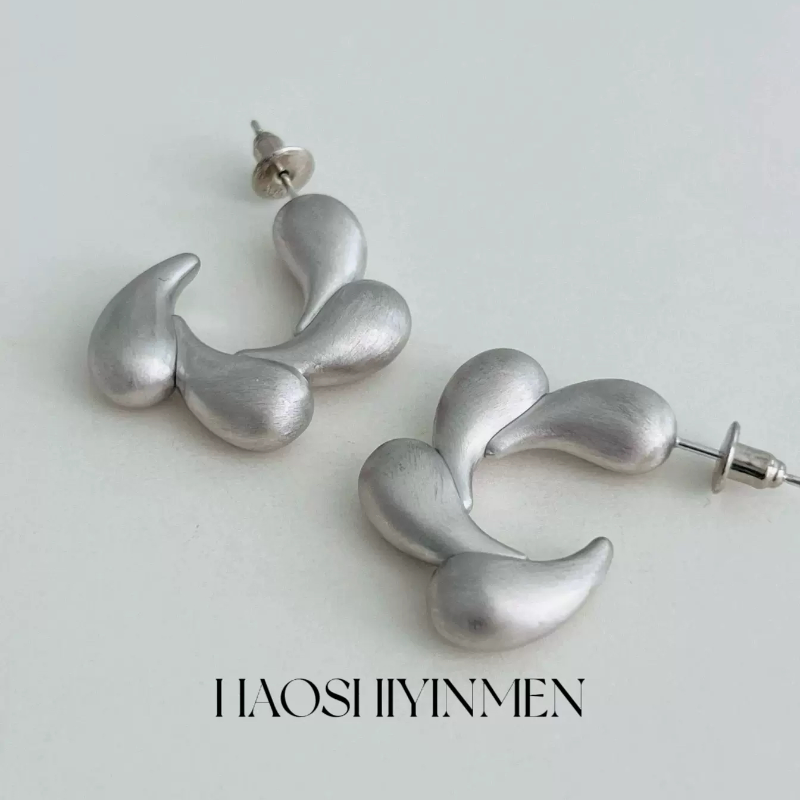 高定设计师S925纯银独特设计好质感磨砂花朵耳环复古气质哑光耳钉,饰品/流行首饰/时尚饰品新,银饰耳饰,淘宝优惠券,粉丝福利购,淘宝优惠卷