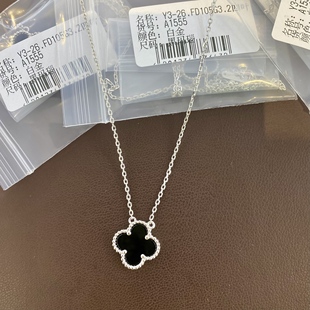 通体S925纯银镀铑金四叶草项链小众高级时尚 设计师高定款 项链
