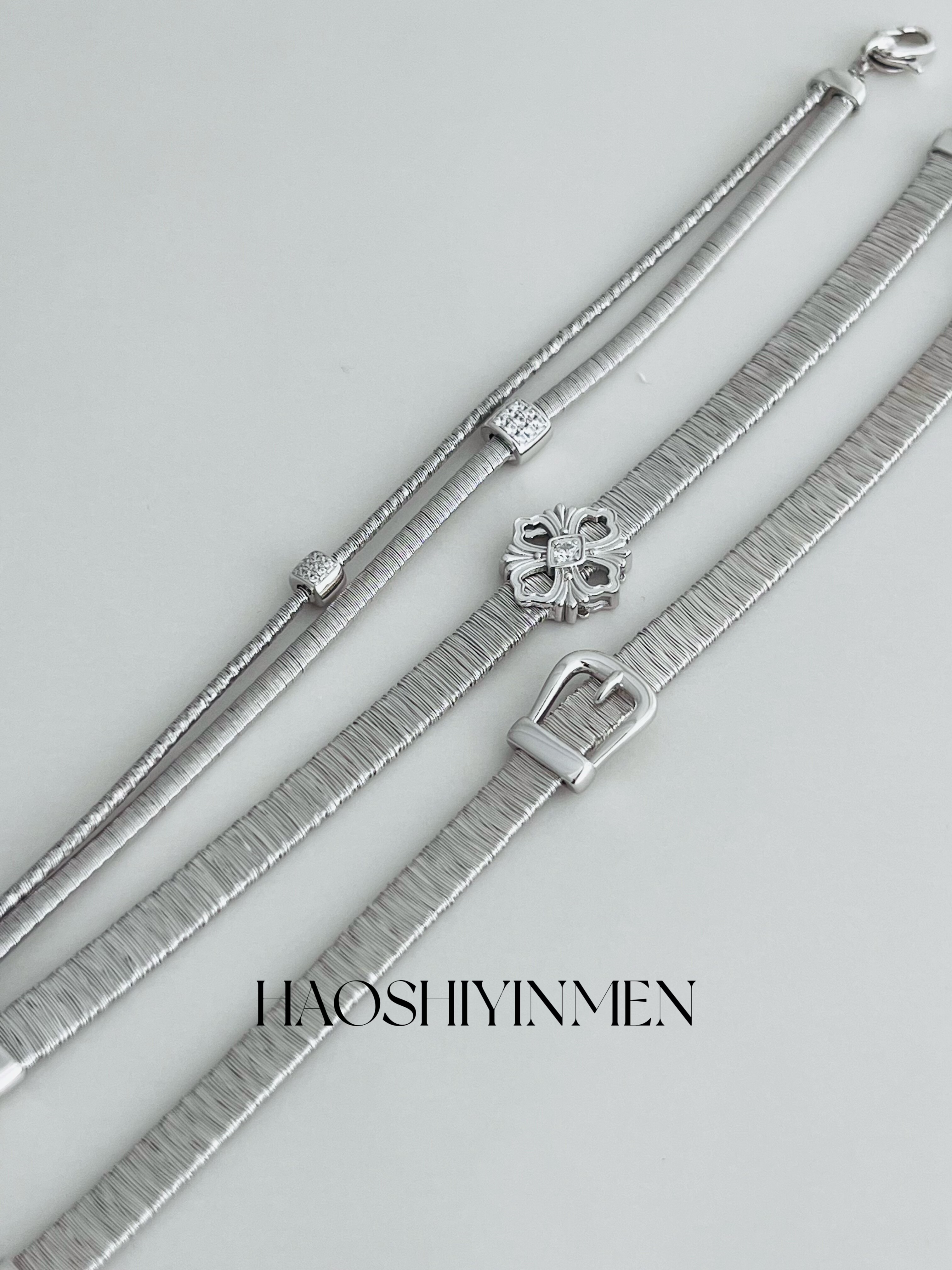 设计师款S925纯银镀铑金意大利进口金丝缠绕手链小众高级感手链