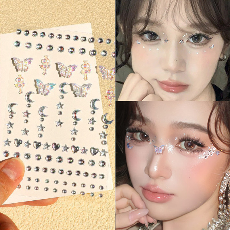 演唱会脸贴水钻石妆容贴纸儿童化妆贴脸上饰品脸部舞台妆亮片闪钻