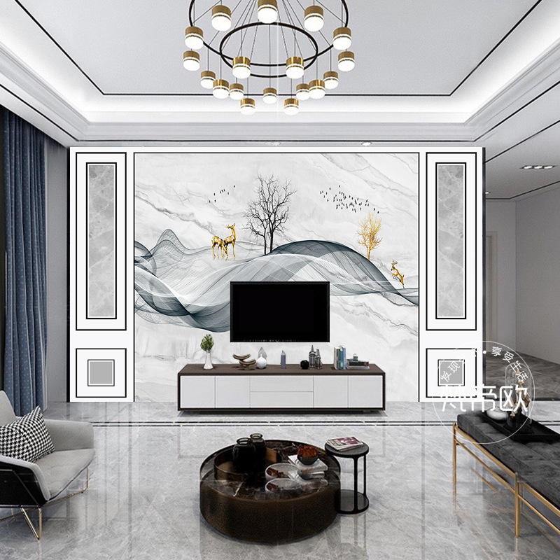 竹木纤维集成墙板电视背景墙装饰护墙板组合画碳晶板影视墙大扣板