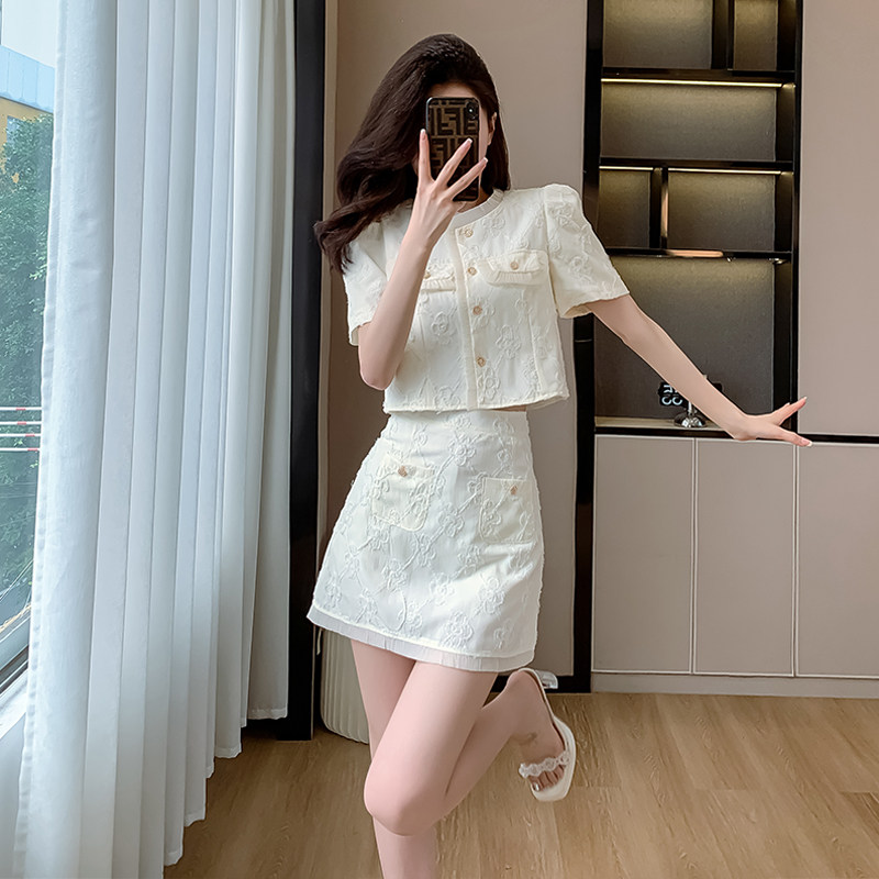 小香风套装裙女新款夏天小个子法式裙子轻奢高级感女装两件套8867
