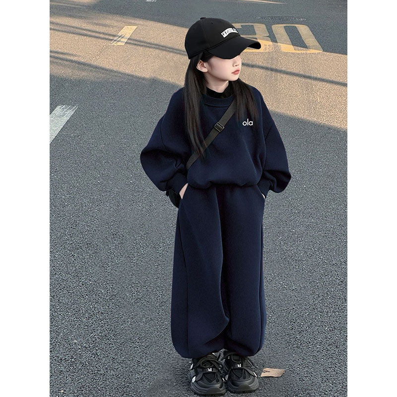 女童圆领卫衣套装春秋款新款女孩运动冬装加厚儿童洋气休闲两件套,童装/婴儿装/亲子装,儿童运动套装,淘宝优惠券,粉丝福利购,淘宝优惠卷