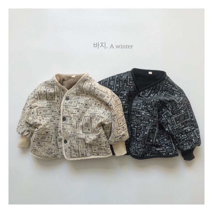 清新风印象花冬季新款儿童韩版个性加绒棉袄男女童加绒收口外套潮