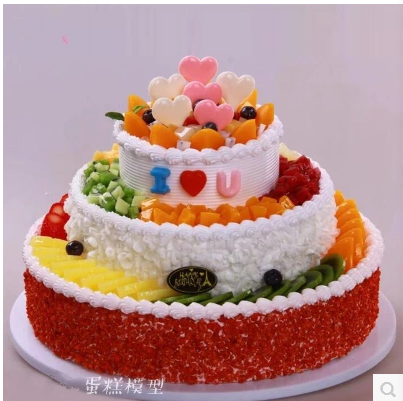 仿真蛋糕模型三层欧式水果奶油巧克力卡通生日蛋糕塑胶假蛋糕样品