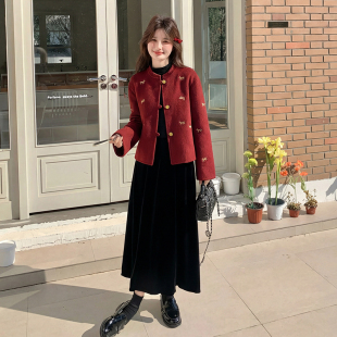 新款 k328 早春重工刺绣马到成功双面羊毛呢外套p215