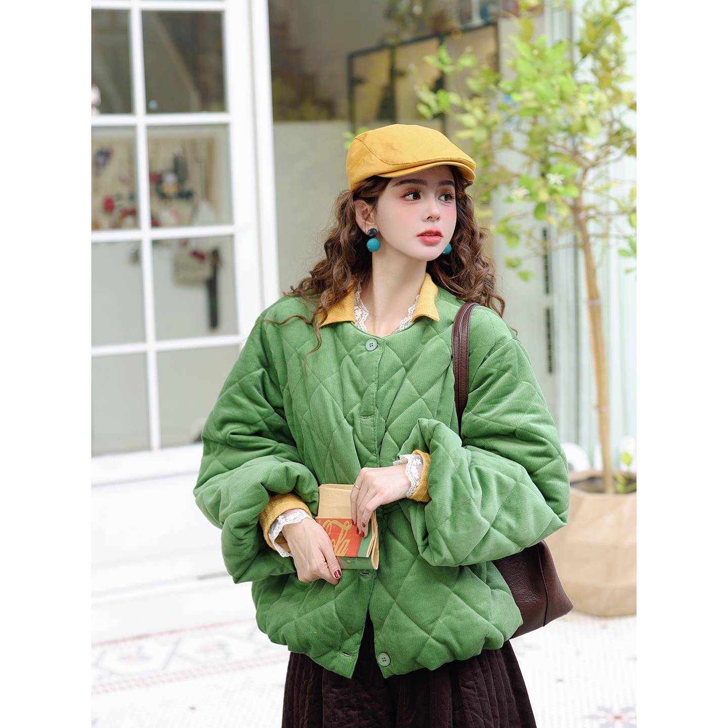 陈佳洁【稻浪翻金】棉衣棉服女款2025新款冬保暖宽松圆领冬装外套