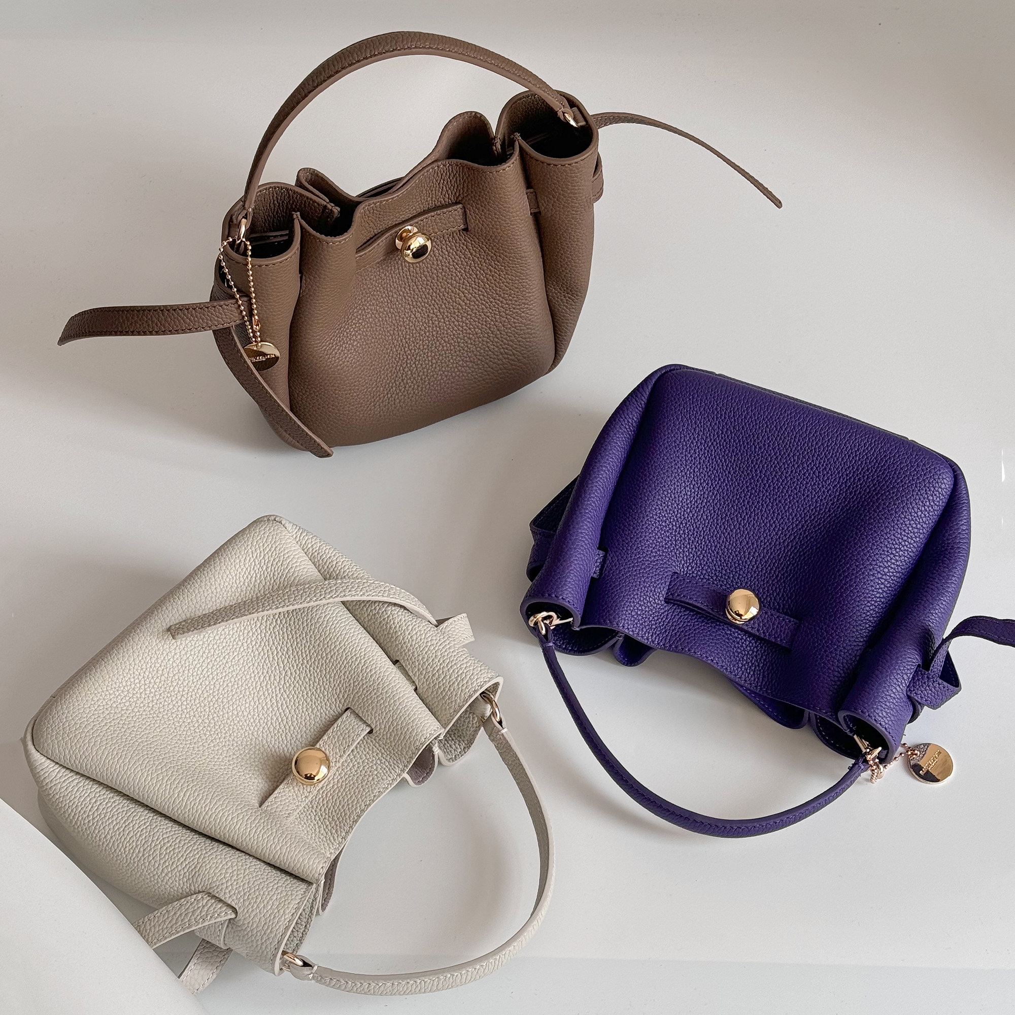 RANU小众设计头层牛皮手拎包通勤单肩手提包斜挎包元宝包菜篮子包,箱包皮具/热销女包/男包,水桶包,淘宝优惠券,粉丝福利购,淘宝优惠卷