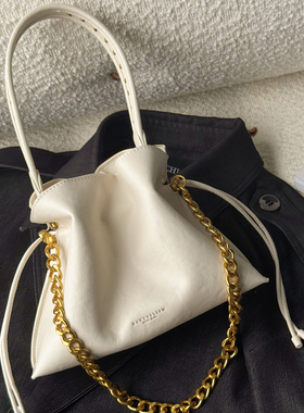 RANU原创灵感之语抽绳福袋云朵包2025新款复古链条腋下单肩手提包