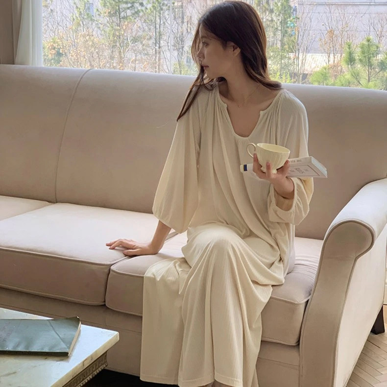 纯欲风睡裙女春秋长袖薄款