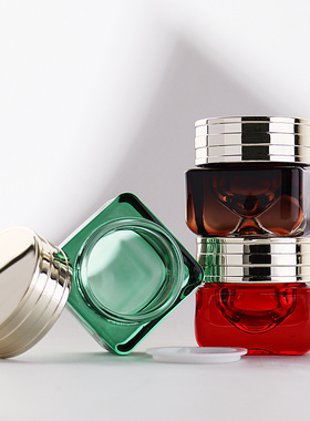 HOPECK膏霜瓶红/绿/棕色模制玻璃瓶眼霜遮瑕膏15g乳液粉底膏霜瓶