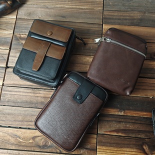 外贸库存尾货清仓男士头层牛皮单肩斜挎包真皮腰包男包休闲包软皮