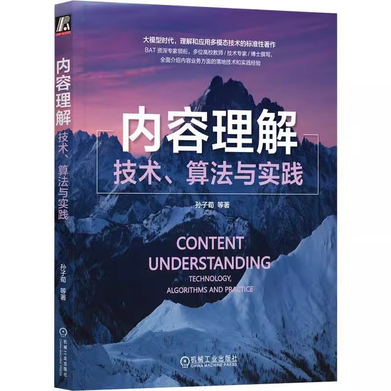 正版 内容理解 技术 算法与实践 孙子荀 图像理解 语音理解 场景文字检测与识别 视频理解 多模态学习 图片生成 语言模型 机械工业