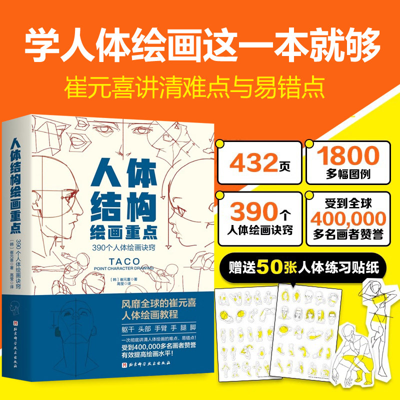 人体结构绘画重点 人体绘画诀窍 崔元喜人体绘画教程 TACO人体解剖学透视人体动态艺用人体结构原理和绘画教学动漫画 人体绘画书籍图片
