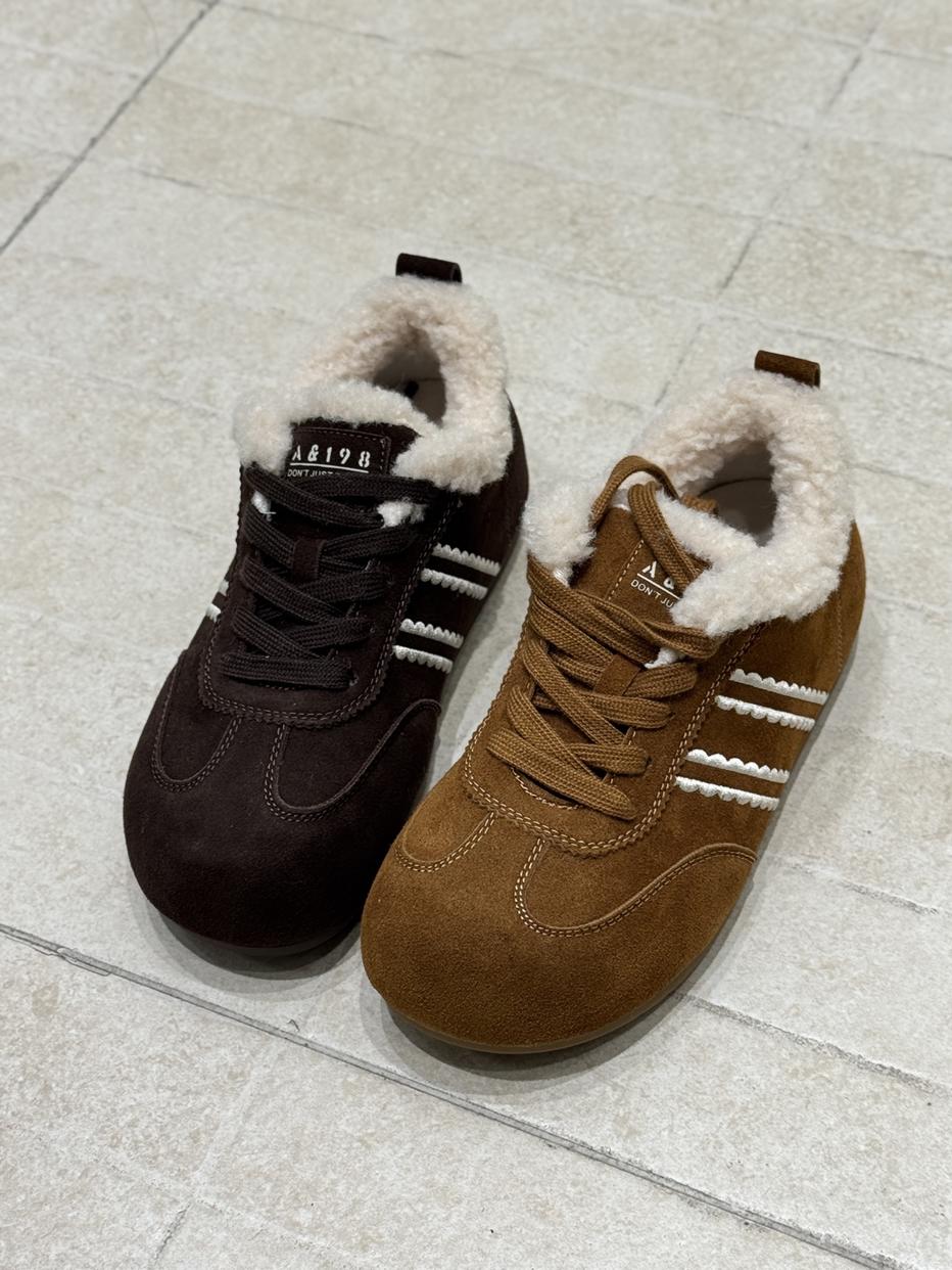 MFX M19911欧货女鞋2025冬真皮圆头系带韩系加棉德训鞋