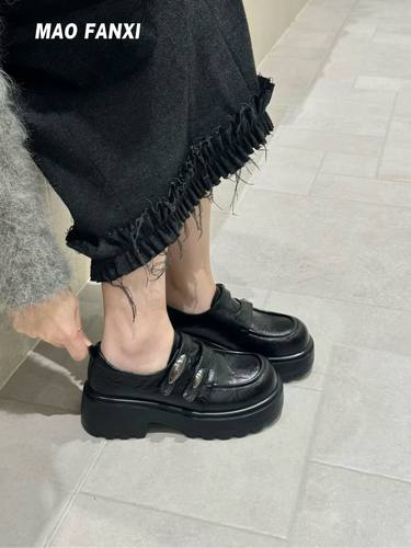 MFX 399-08欧货牛皮女鞋2025冬真皮圆头韩系乐福鞋