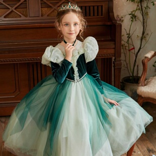 女童安娜公主裙连衣裙2026春秋洋气生日发光高端小女孩儿童礼服裙