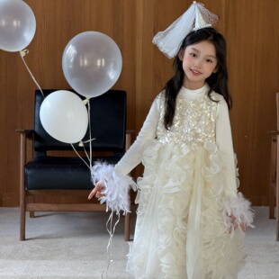 西米女童公主裙女孩高级感蓬蓬裙秋季新款高端洋气儿童生日礼服裙