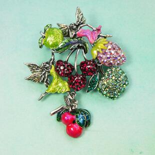 红叶题诗 folly天使伊甸园苹果草莓樱桃彩宝胸针 美国kirks