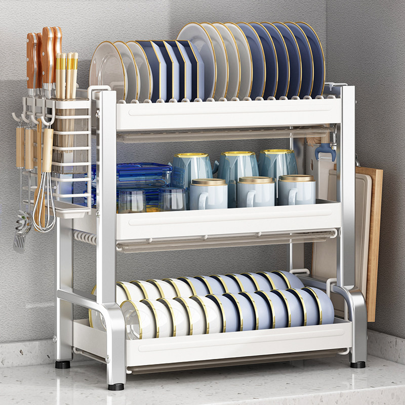 碗碟架厨房置物架台面多层304不锈钢碗柜放碗碟盘筷子沥水收纳架,厨房/烹饪用具,厨房置物架/置物柜/角架,淘宝优惠券,粉丝福利购,淘宝优惠卷