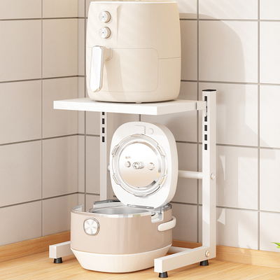 厨房置物架台面多层可调放电电锅收纳层架分层电器锅具空气炸锅架