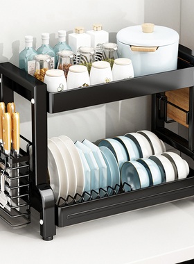 厨房置物架台面碗碟调料一体架家用多功能刀筷砧板调料碗盘收纳架